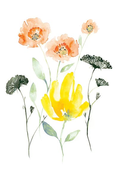 Bright Wildflowers I by Jennifer Goldberger framed wall art