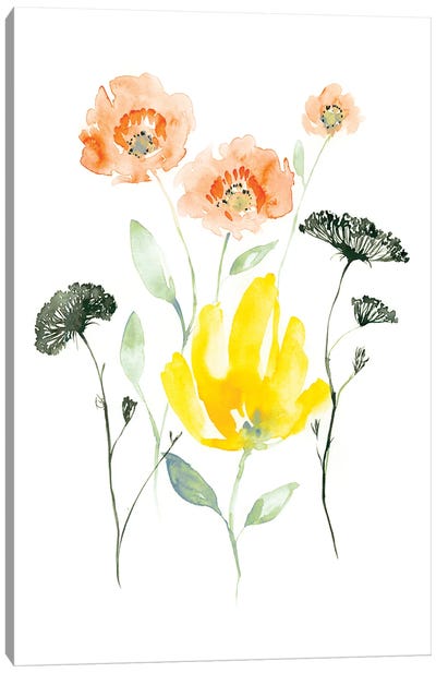 Bright Wildflowers I Canvas Art Print - Jennifer Goldberger