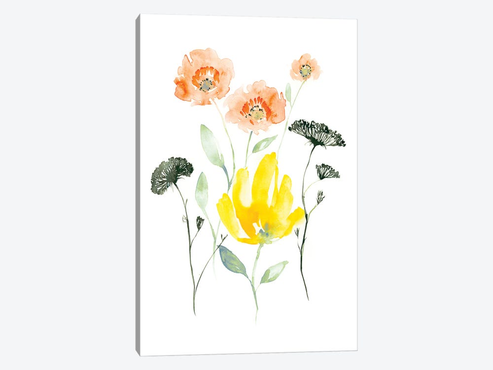 Bright Wildflowers I by Jennifer Goldberger 1-piece Canvas Artwork