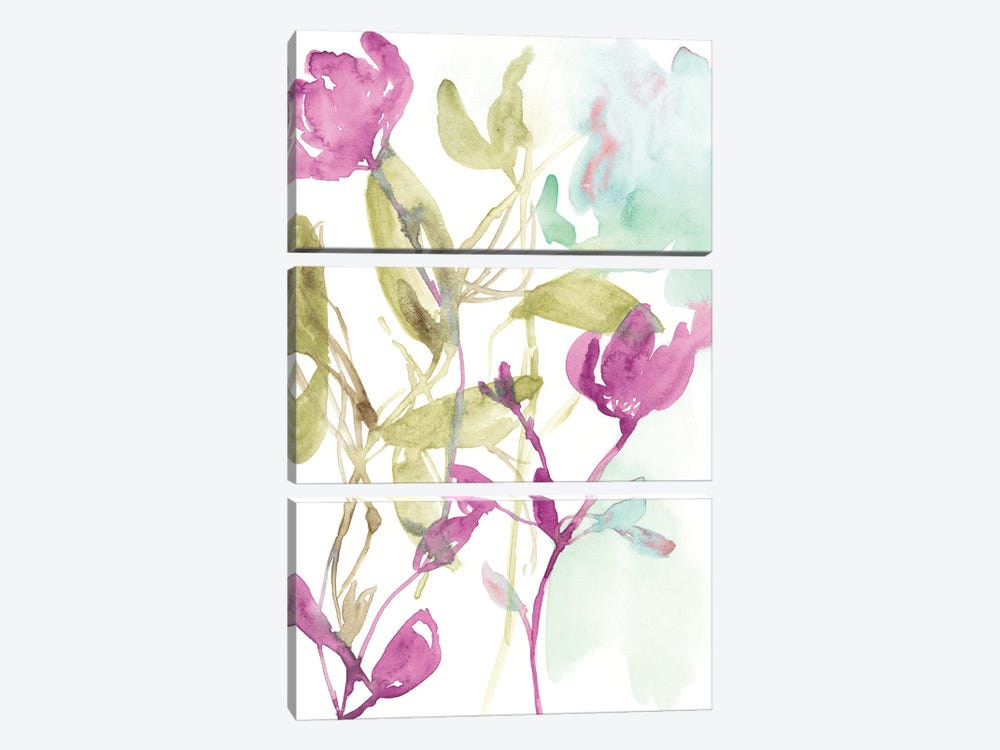 Fuchsia & Olive Bouquet I by Jennifer Goldberger 3-piece Canvas Art Print