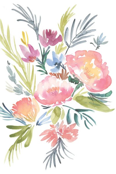 Pastel Floral Bouquet II by Jennifer Goldberger framed wall art