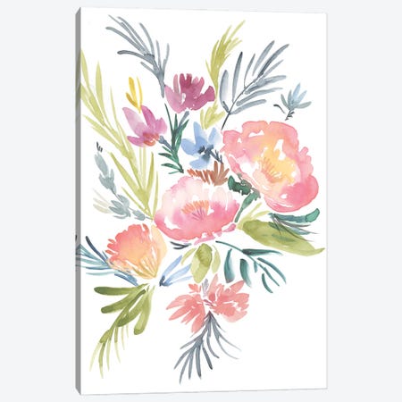 Pastel Floral Bouquet II Canvas Print #JGO1427} by Jennifer Goldberger Canvas Art