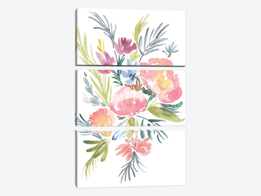 Pastel Floral Bouquet II by Jennifer Goldberger 3-piece Art Print