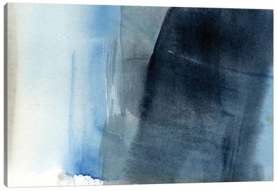 Blue On Grey II Canvas Art Print - Abstract Bathroom Art