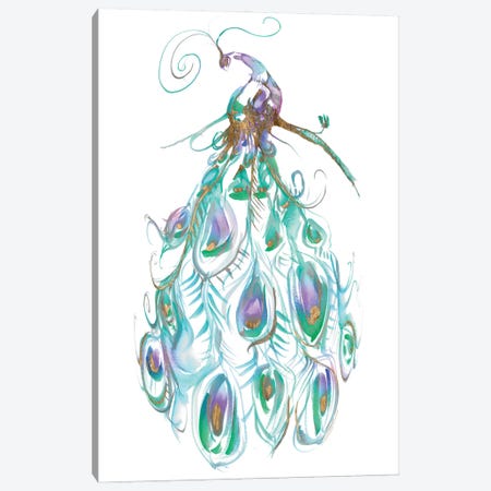 Gilded Peacock Plumes I Canvas Print #JGO162} by Jennifer Goldberger Canvas Artwork