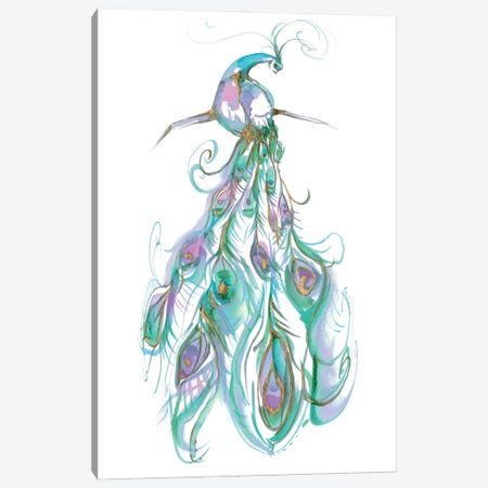 Gilded Peacock Plumes II Canvas Print #JGO163} by Jennifer Goldberger Canvas Art