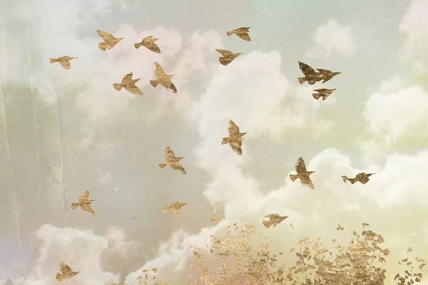 Shabby Chic Décor: Golden Flight II by Jennifer Goldberger