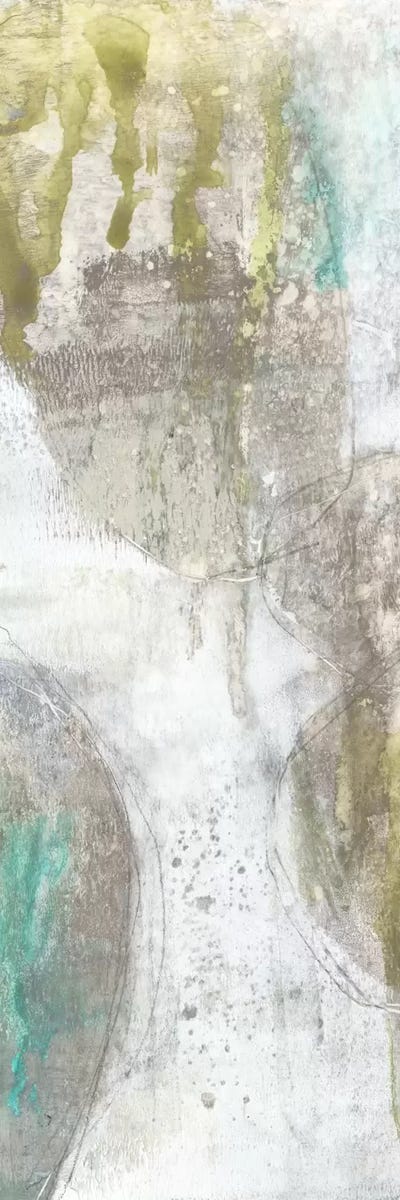 Citron & Teal Orbs I by Jennifer Goldberger framed canvas print