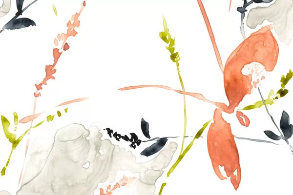 Abstract Watercolors: Coral & Navy II by Jennifer Goldberger