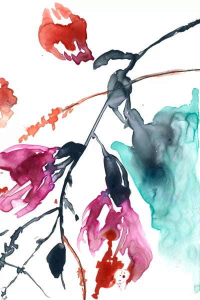 Abstract Watercolors: Hanging Fuchsia II by Jennifer Goldberger