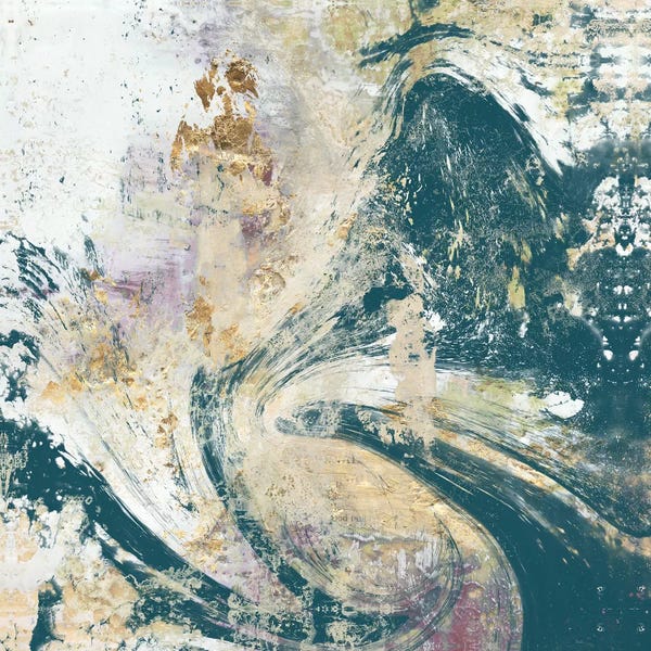 Sargrasso Sea, Quetzal Green & Russet Orange: Teal Aerial by Jennifer Goldberger