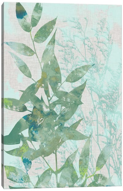 Watercolor Leaf Panel I Canvas Art Print - Earthen Greenery