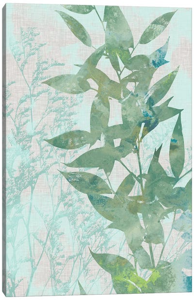 Watercolor Leaf Panel II Canvas Art Print - Earthen Greenery