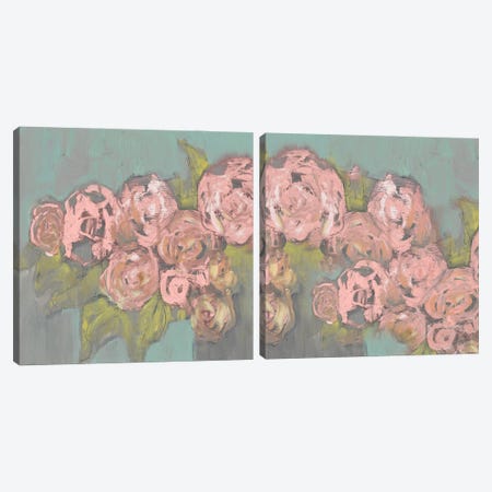 Blush Pink Flowers Diptych Canvas Print Set #JGO2HSET012} by Jennifer Goldberger Canvas Art