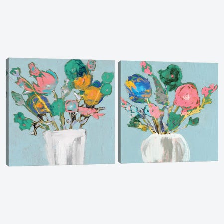 Fun Bouquet Diptych Canvas Print Set #JGO2HSET014} by Jennifer Goldberger Canvas Print