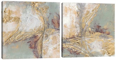 Gilded Circuit Diptych Canvas Art Print - Art Sets | Triptych & Diptych Wall Art