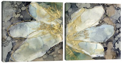 Abstracted Lily Diptych Canvas Art Print - Art Sets | Triptych & Diptych Wall Art