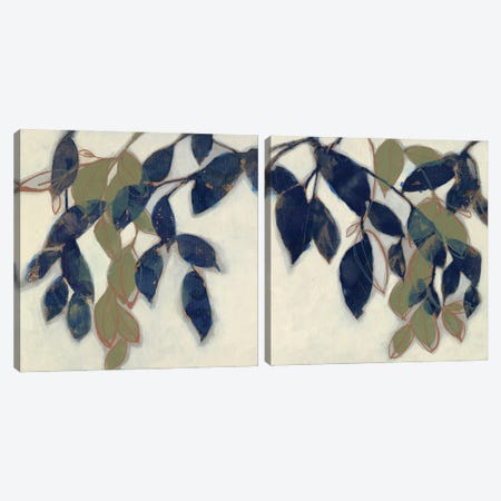 Entwined Leaves Diptych Canvas Print Set #JGO2HSET027} by Jennifer Goldberger Canvas Art