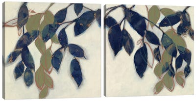 Entwined Leaves Diptych Canvas Art Print - Art Sets | Triptych & Diptych Wall Art