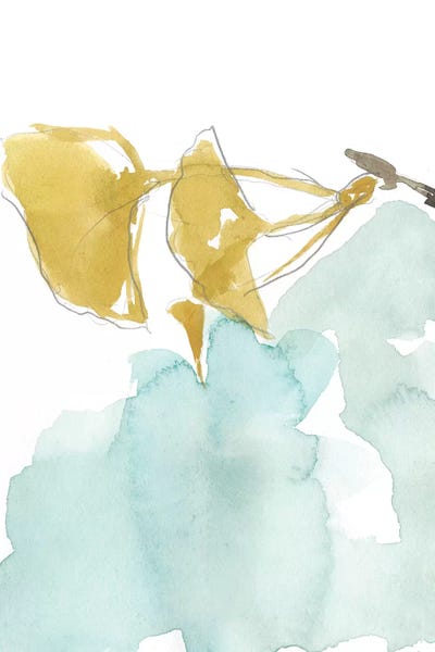 Ginkgo Trees: Ginkgo On Dusty Teal I by Jennifer Goldberger