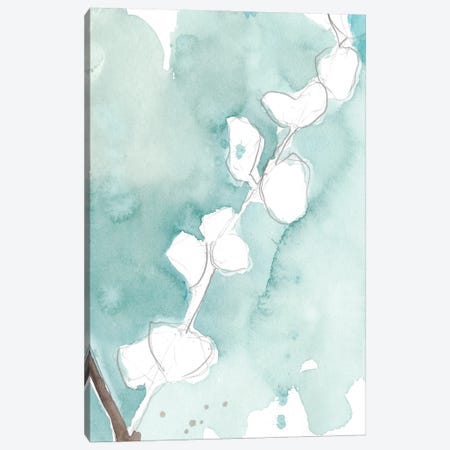 Ginkgo On Dusty Teal V Canvas Print #JGO389} by Jennifer Goldberger Canvas Artwork