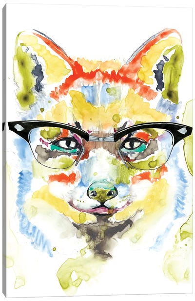 Smarty-Pants Fox Canvas Art Print - Jennifer Goldberger