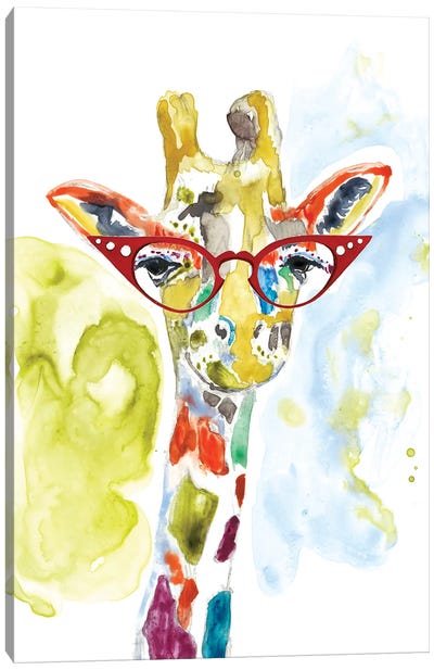 Smarty-Pants Giraffe Canvas Art Print - Giraffe Art