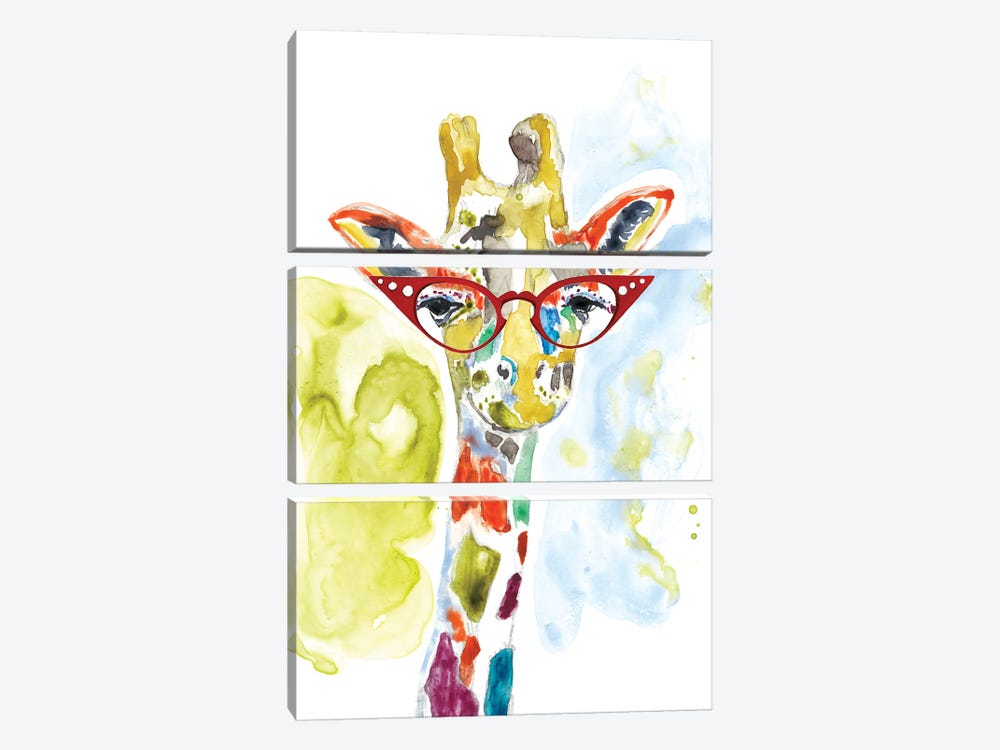 Smarty-Pants Giraffe by Jennifer Goldberger 3-piece Canvas Art Print