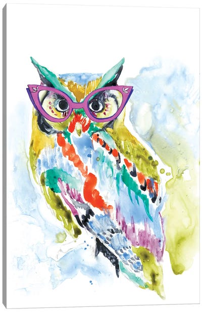 Smarty-Pants Owl Canvas Art Print - Jennifer Goldberger