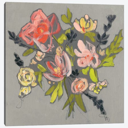 Blush & Paynes Bouquet I Canvas Print #JGO473} by Jennifer Goldberger Canvas Wall Art
