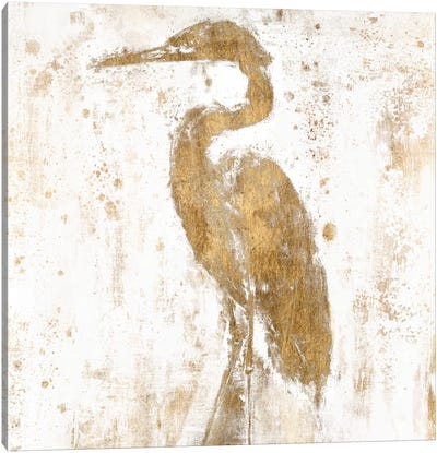 Gilded Heron II Canvas Art Print - Heron Art