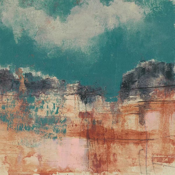 Teal Abstract Art: Teal Sky I by Jennifer Goldberger