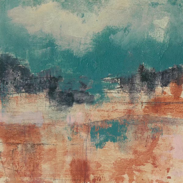 Teal Abstract Art: Teal Sky II by Jennifer Goldberger