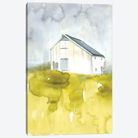 White Barn On Citron I Canvas Print #JGO565} by Jennifer Goldberger Canvas Print