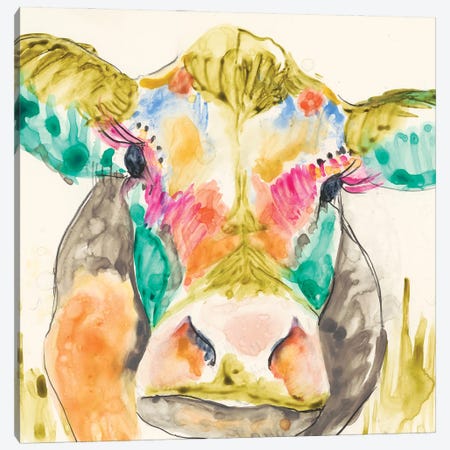 Hi-Fi Cow I Canvas Print #JGO60} by Jennifer Goldberger Canvas Art