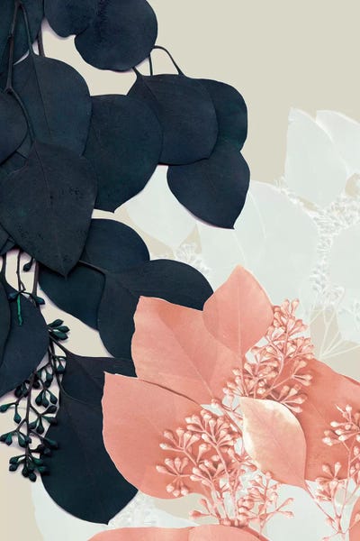 Glam Décor: Indigo & Blush Leaves III by Jennifer Goldberger