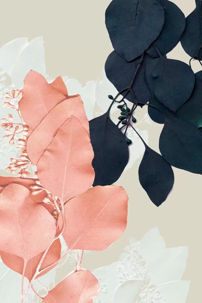 Indigo & Blush Leaves IV by Jennifer Goldberger framed canvas print