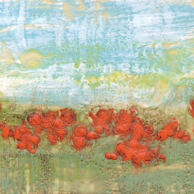 Coral Poppies II by Jennifer Goldberger framed wall art