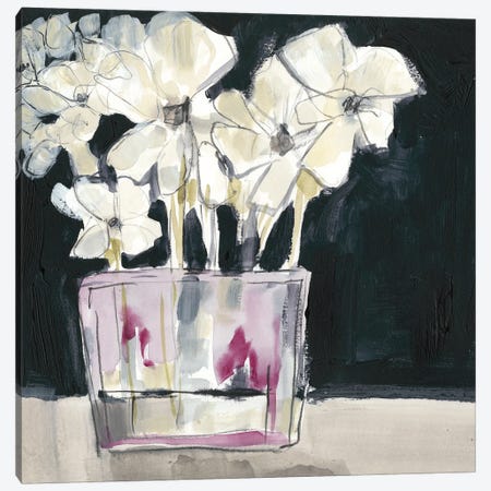 White Flowers In Fuchsia II Canvas Print #JGO712} by Jennifer Goldberger Canvas Art Print