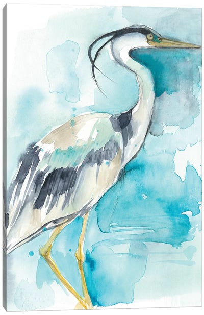 Heron Splash I Canvas Art Print - Great Blue Heron Art