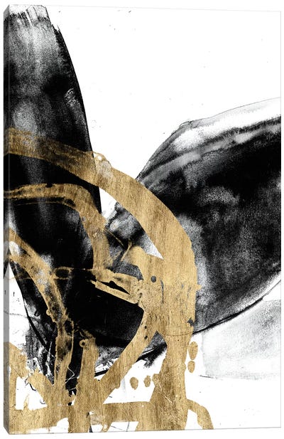 Sliced Vortex II Canvas Art Print - Black, White & Gold Art