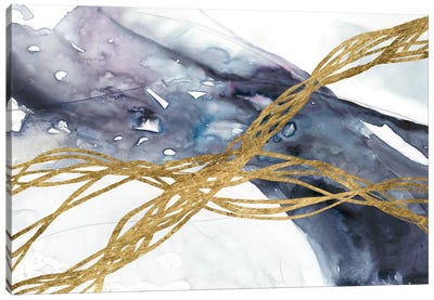 Agate Wave III Canvas Art Print - Blue & Gold Art