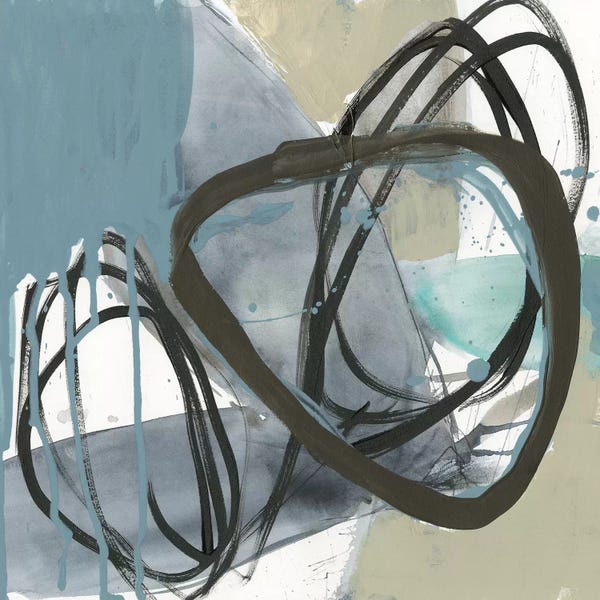 Circular Abstract: Umber and Black on Blue II by Jennifer Goldberger