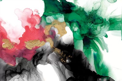 Emerald & Coral Expression II by Jennifer Goldberger framed wall art