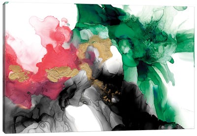 Emerald & Coral Expression II Canvas Art Print - Alcohol Ink Art