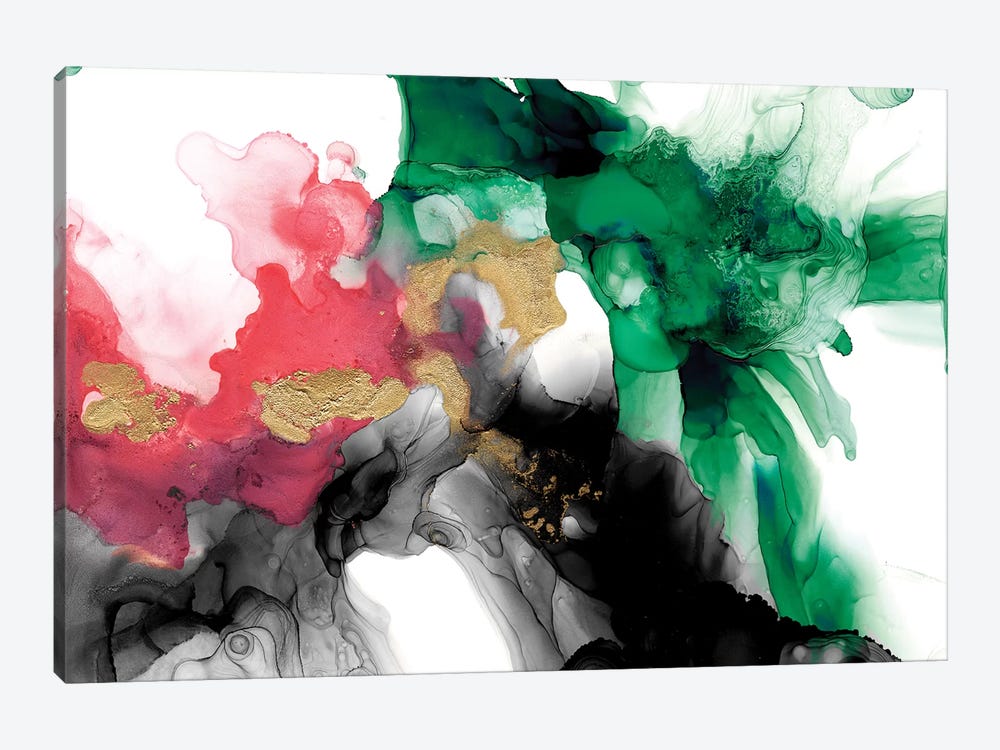 Emerald & Coral Expression II by Jennifer Goldberger 1-piece Canvas Art