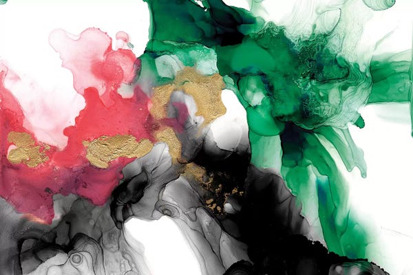 Alcohol Ink: Emerald & Coral Expression II by Jennifer Goldberger