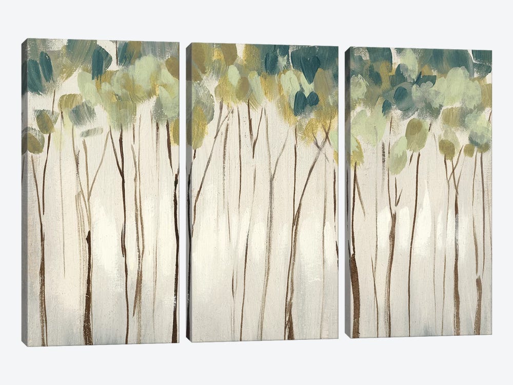 Viridian Treeline I by Jennifer Goldberger 3-piece Canvas Print