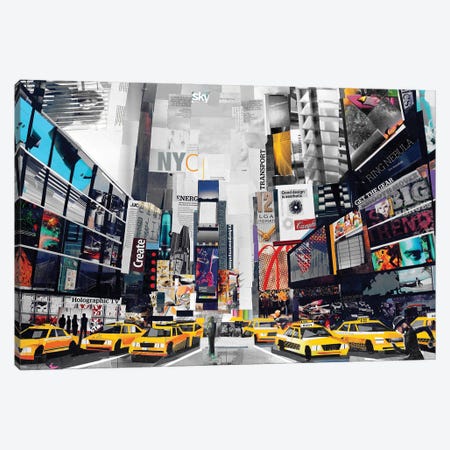 Times Square Canvas Print #JGR18} by James Grey Canvas Art