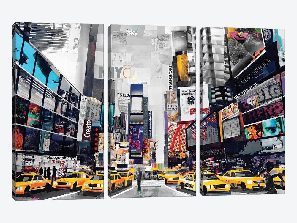 Times Square by James Grey 3-piece Canvas Artwork